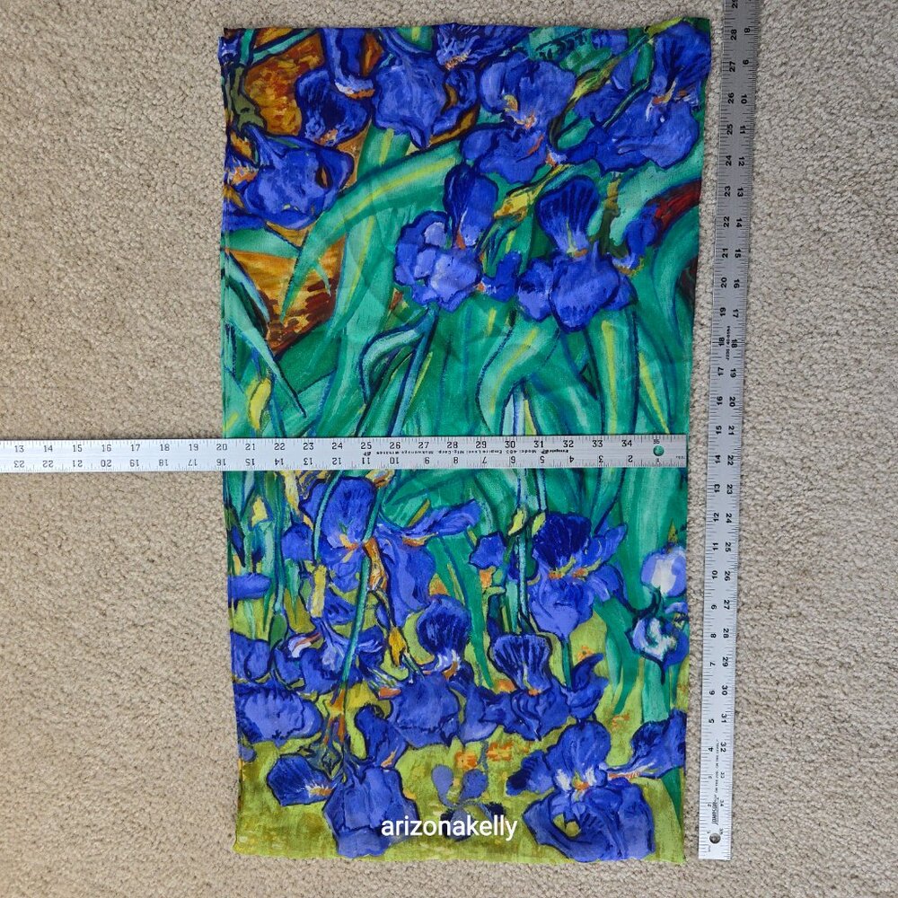 Van Gogh Silk Oblong Scarf Hand-Rolled Edges - Picture 8 of 10